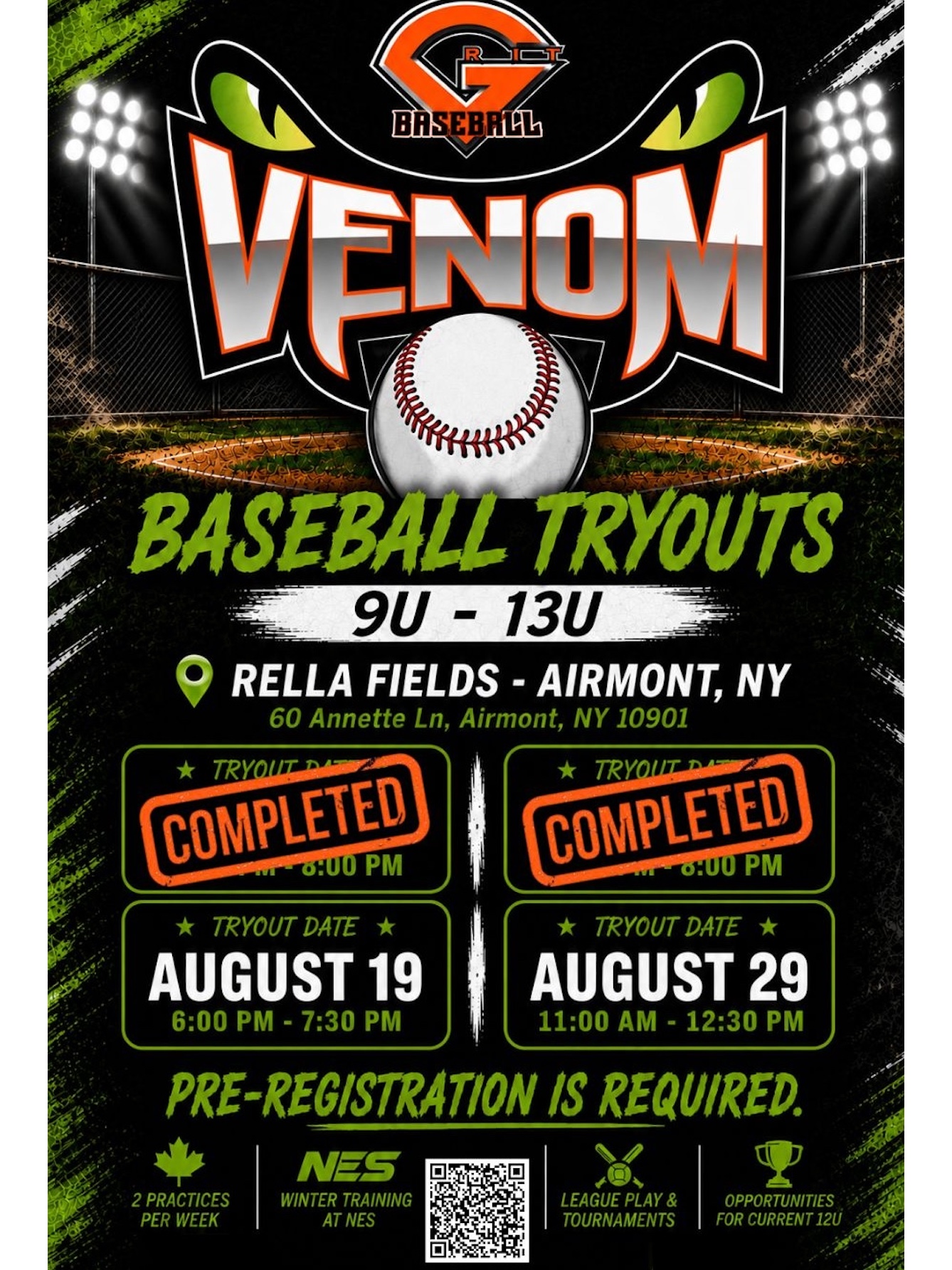 Pascack Valley Venom Hosting Free Tryouts 8/19