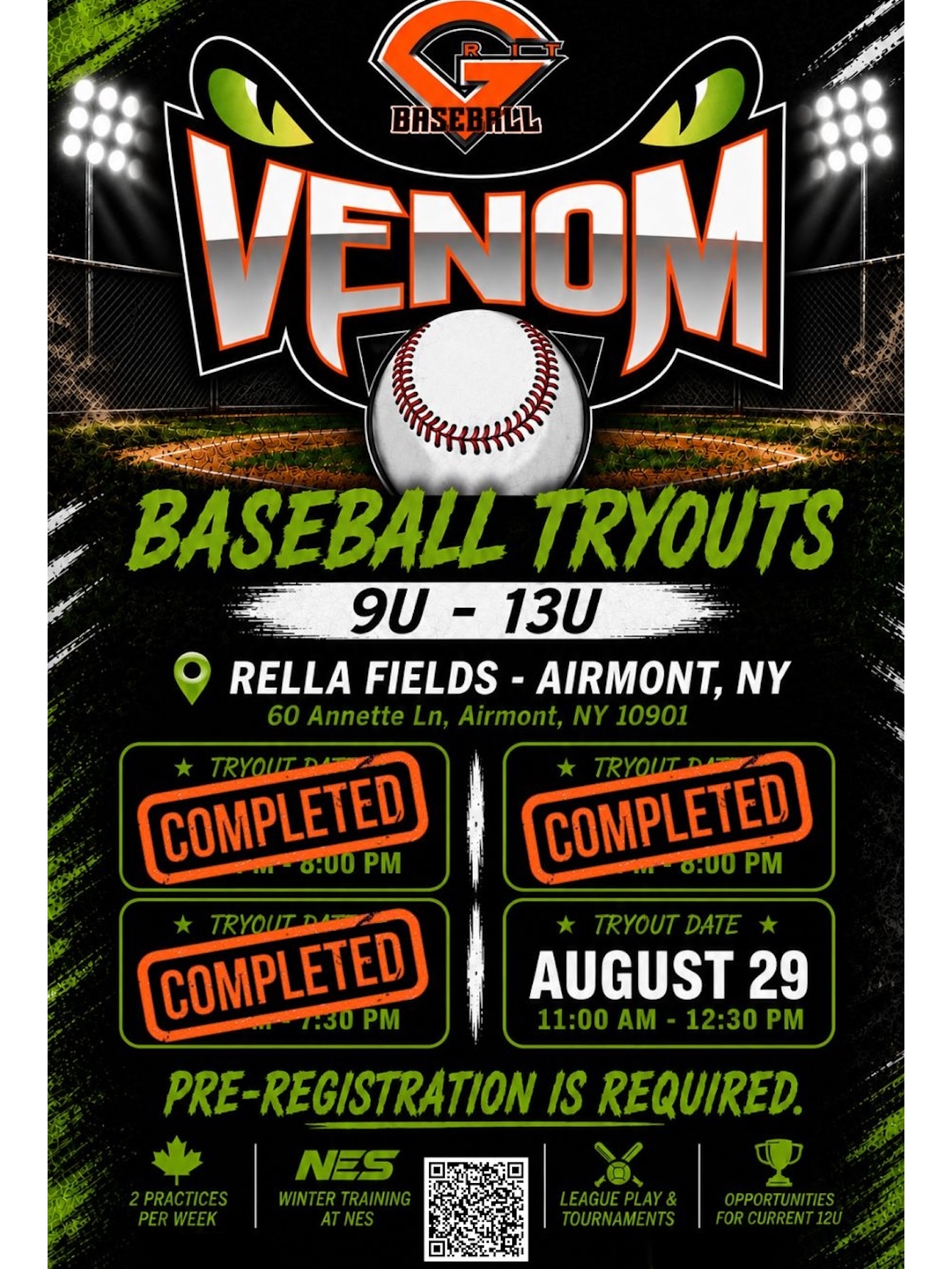 Pascack Valley Venom Hosting Free Tryouts 8/29